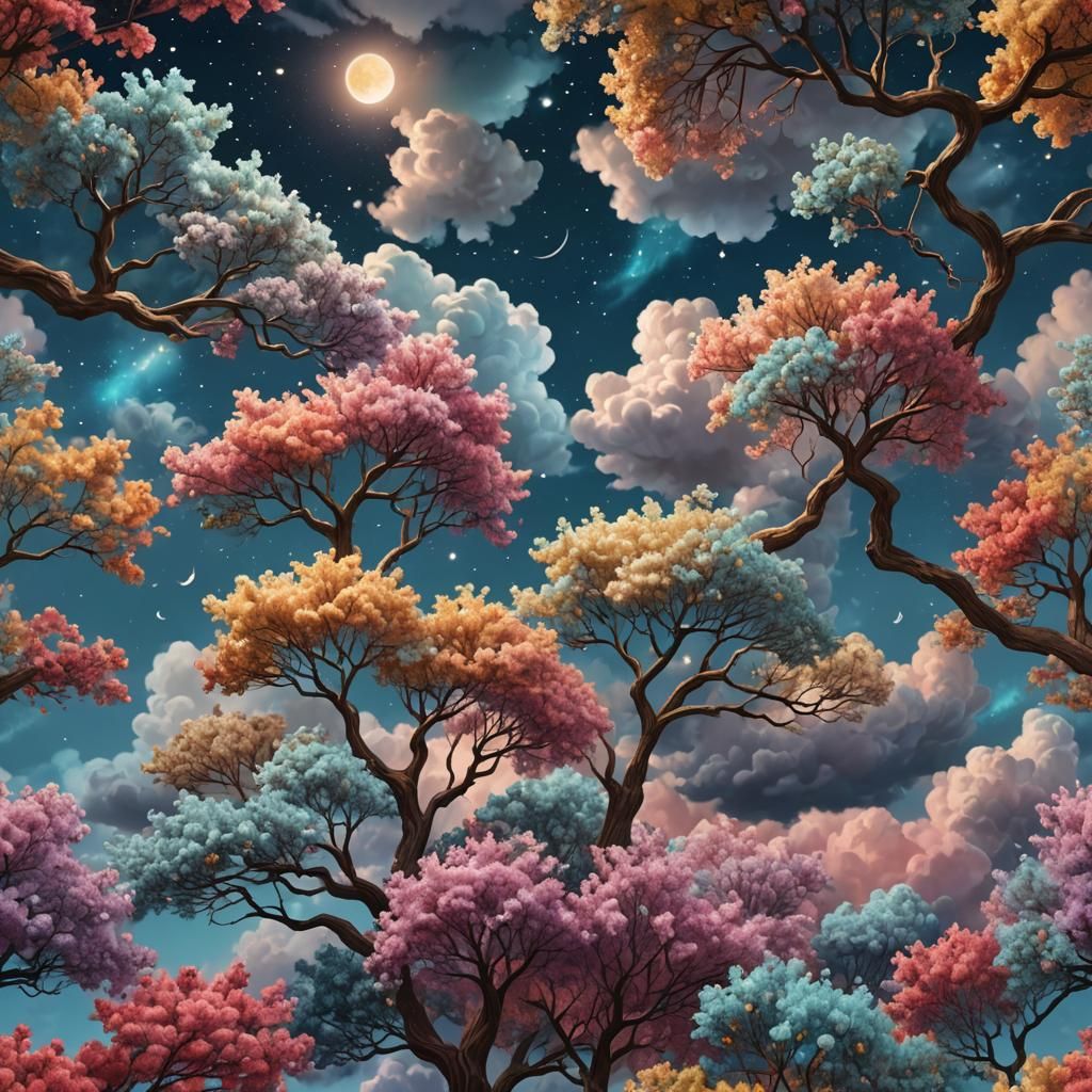 Magical Summer Night Sky with Velvet Clouds