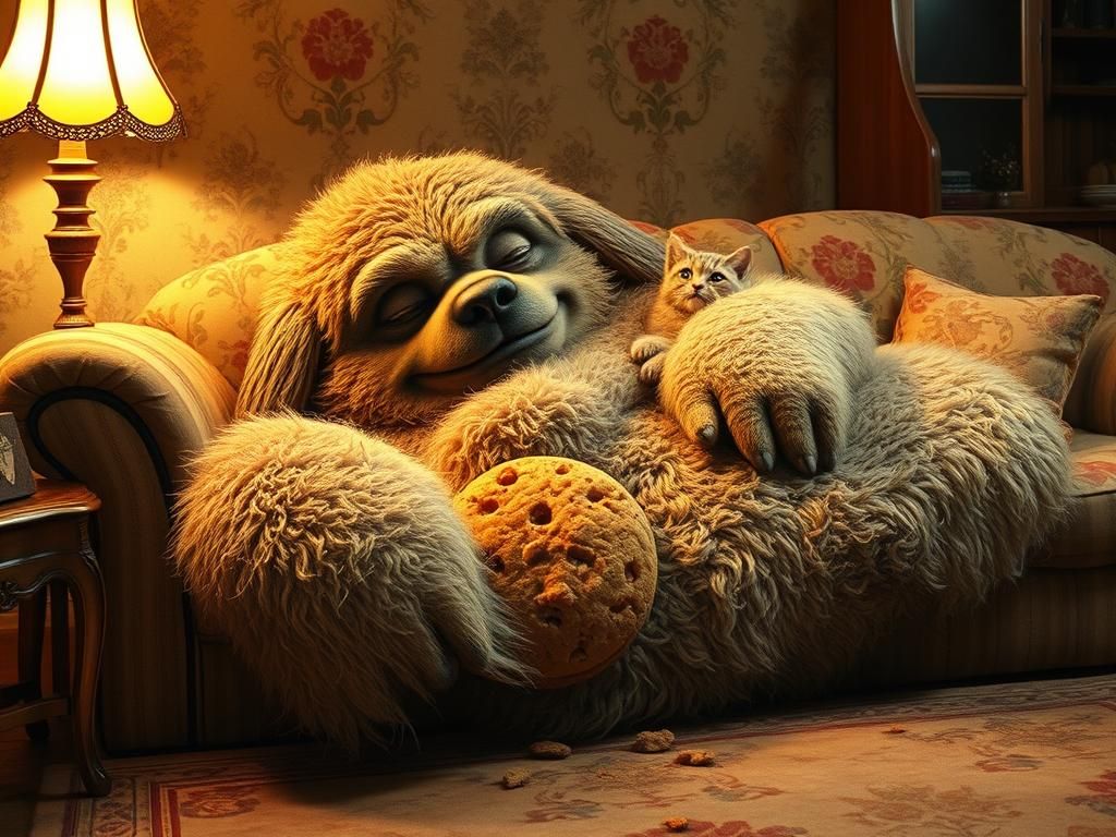 Gentle Giant Creature Savors Cookie as Digital Art