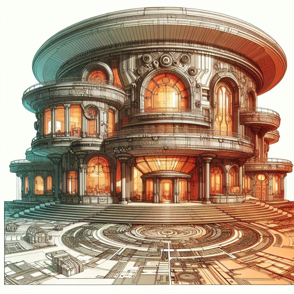 Futuristic Round House: Detailed Architectural Concept Art