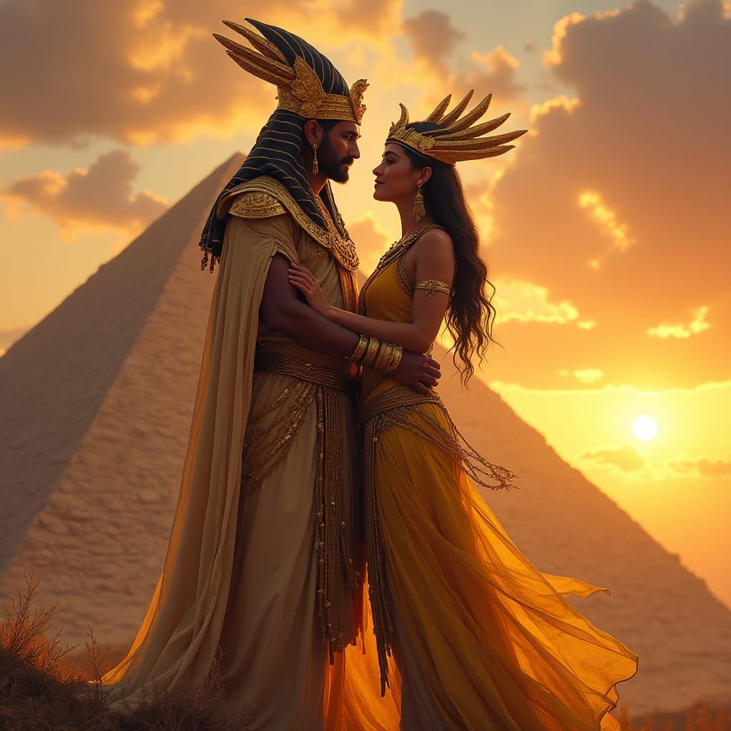 Egyptian Pharaoh and Queen in Golden Splendor atop Majestic ...