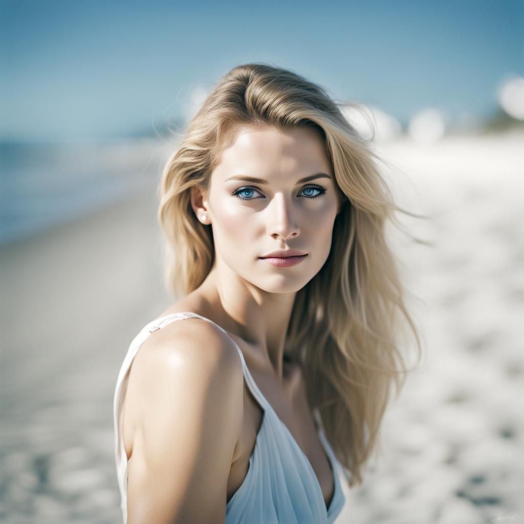 Stunning High-Key Photo of a Woman on the Beach