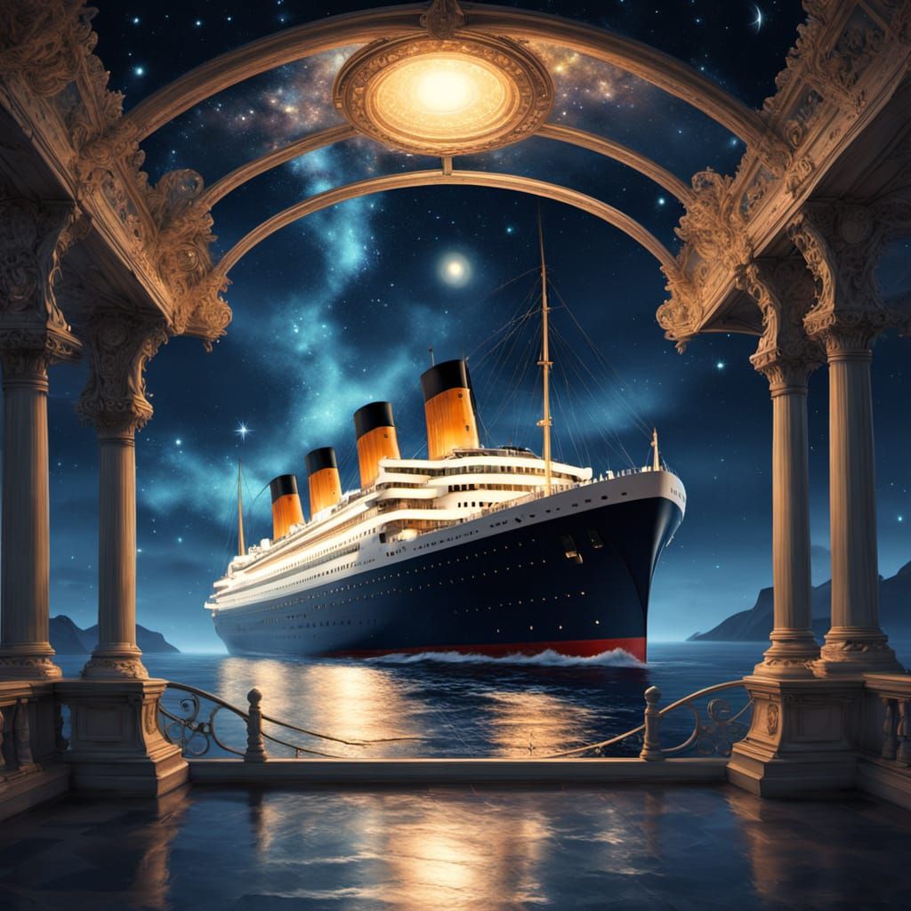 Impressionist Nocturne of the Titanic at Night