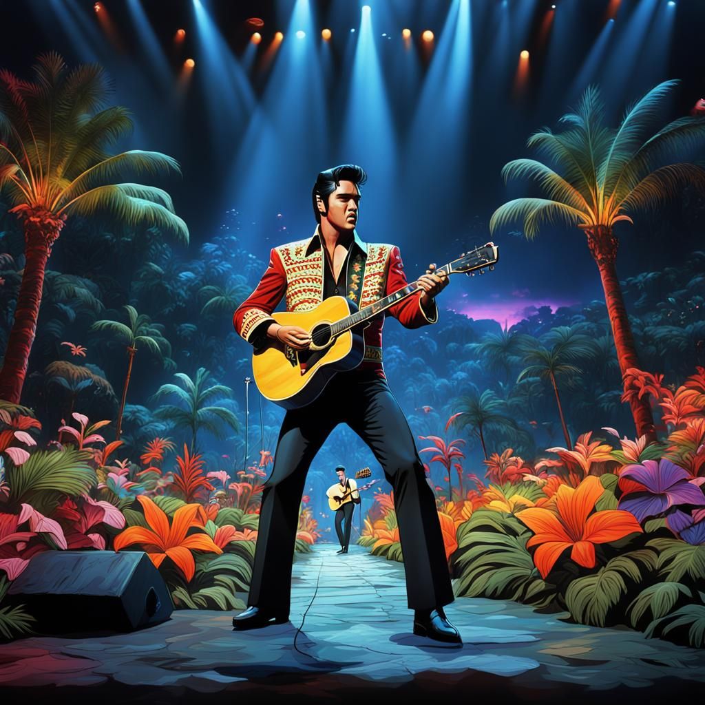 Elvis Presley in Concert: Detailed Matte Painting