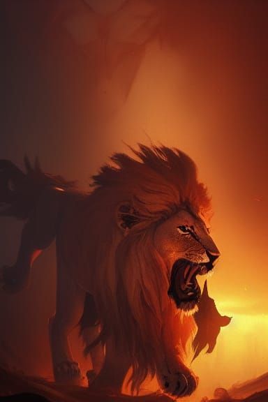 Lion Knight King in Dark Fantasy Style