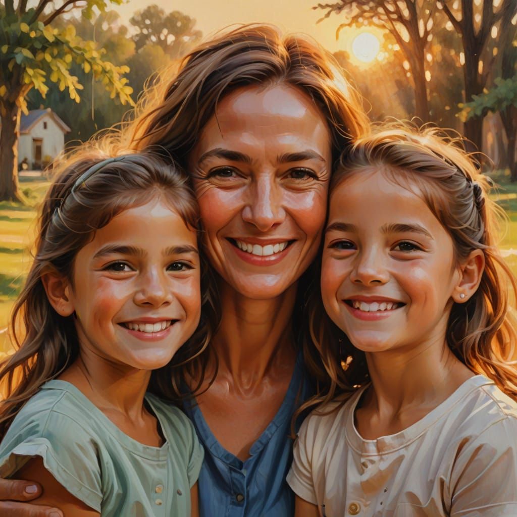Warm Motherly Love in a Golden Hour Portrait