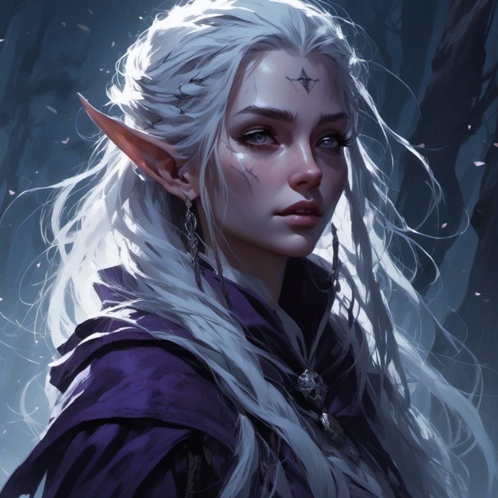 Pale Elf Rogue in Dark Fantasy Illustration