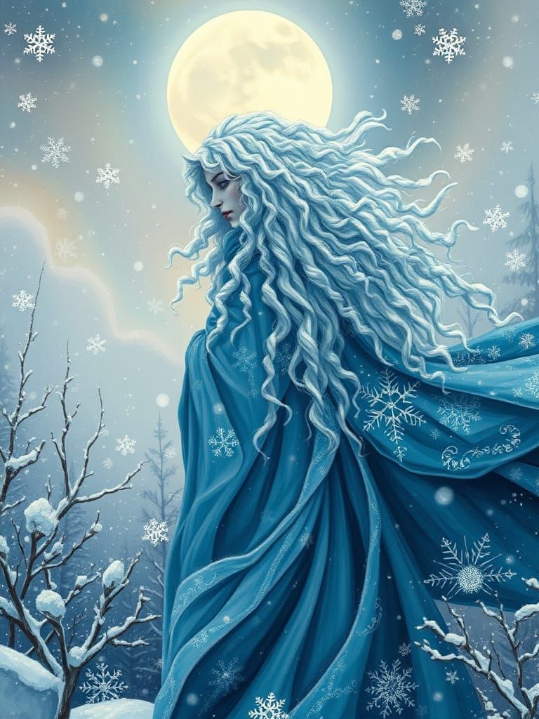 Whimsical Snow Witch in Winter Wonderland