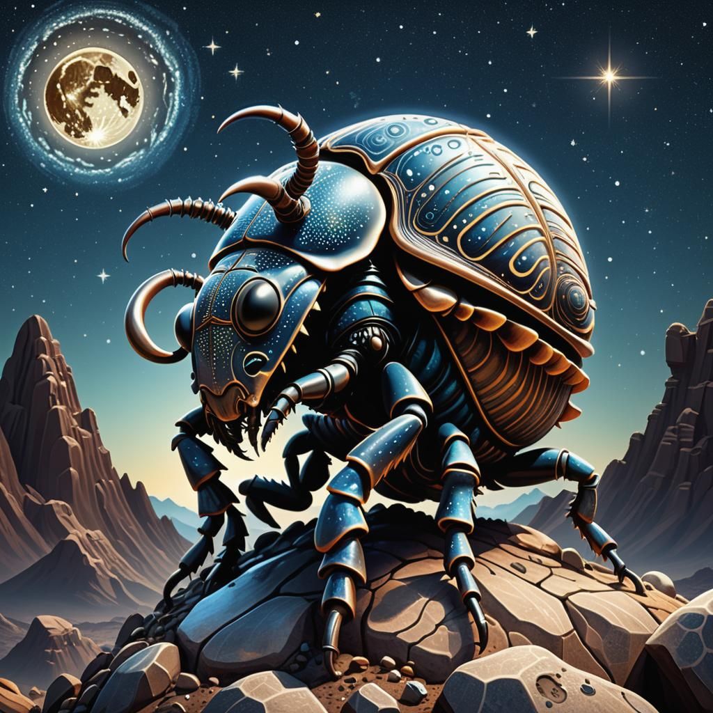Alien Coconut Beetle Creature on Exoplanet