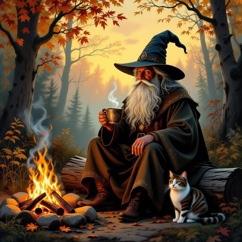 Green, Tan, Fantasy, United Kingdom, Autumn, Cat, Forest, Ev...