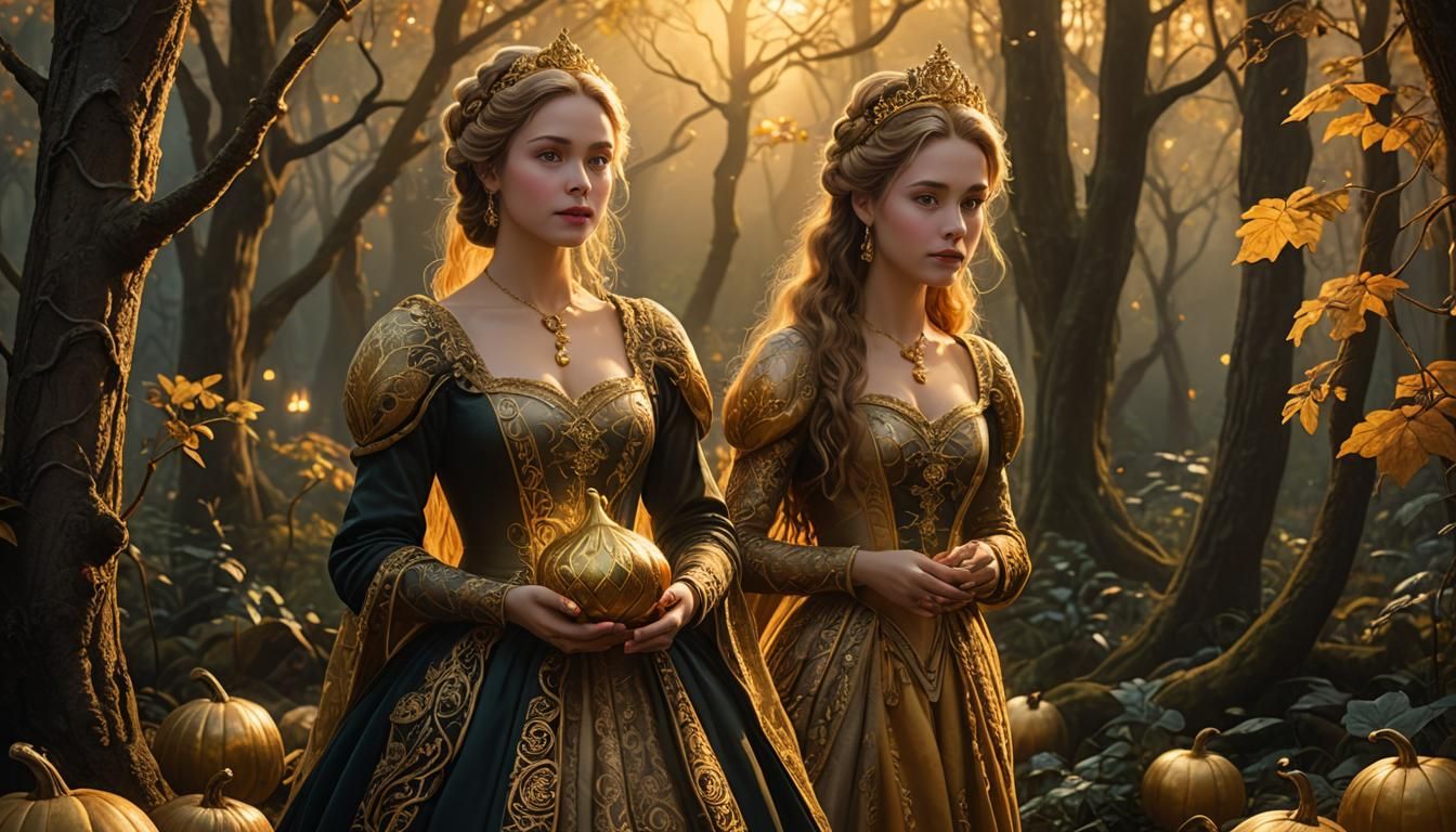 Princess with Golden Gourd in Autumnal Fantasy