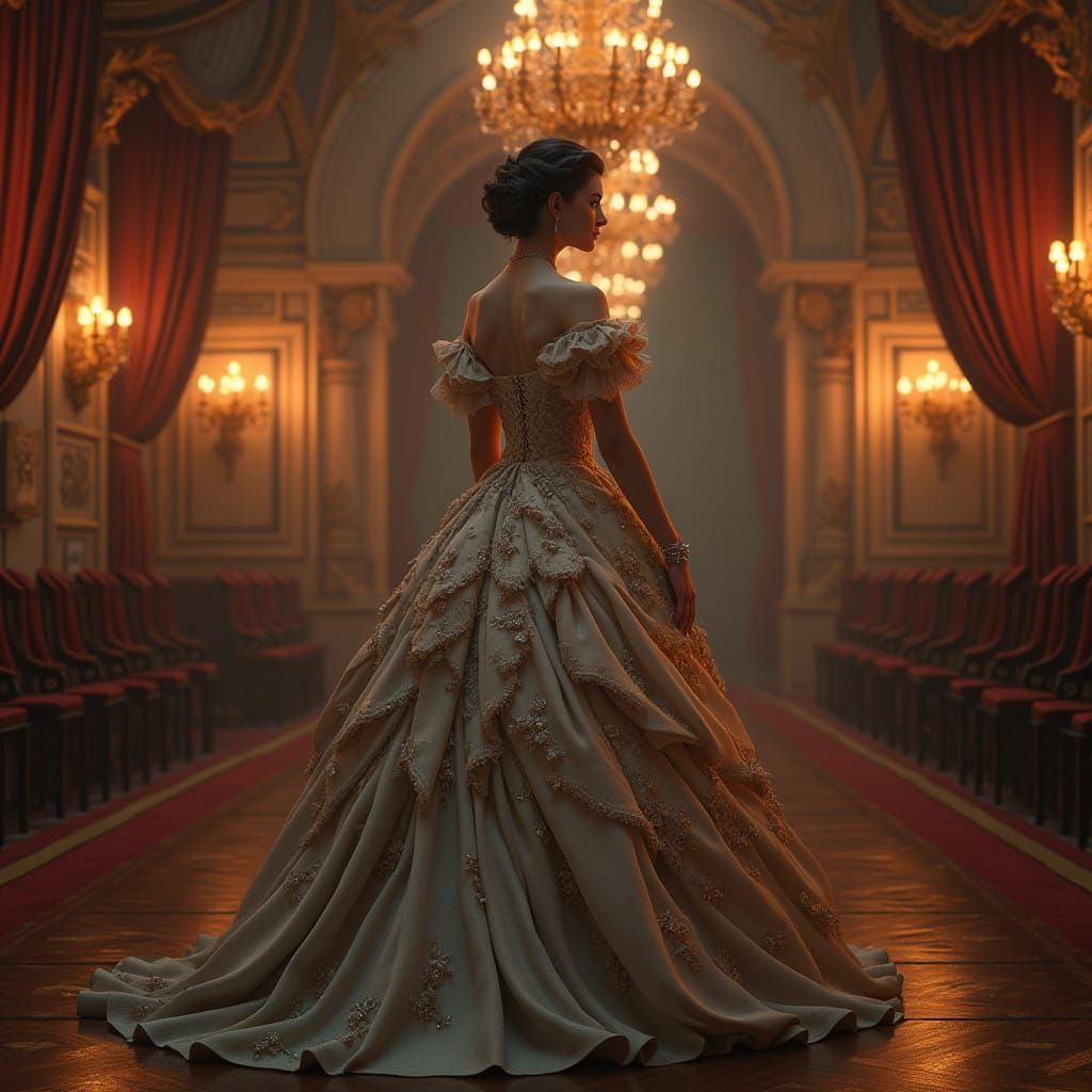 Elegant Georgian Lady in a Whimsical Ballroom Scene