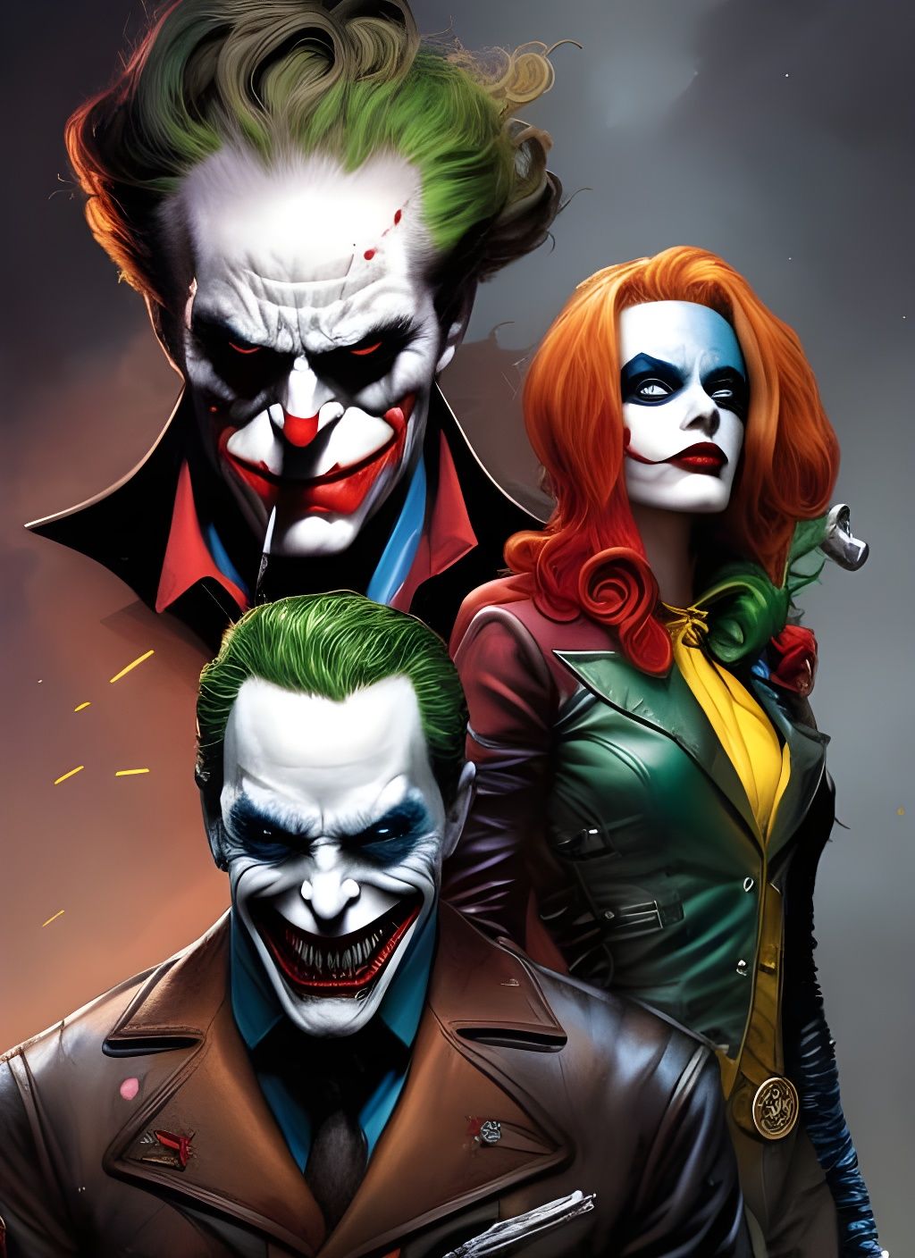 Harley Quinn and Joker Crayon Caricature