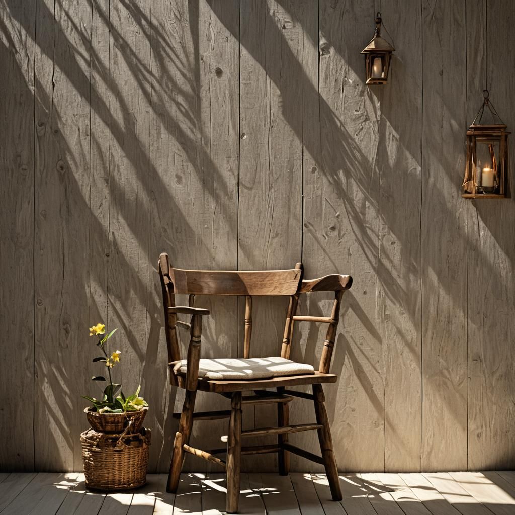 White Towel on Dark Wood Chair Still Life