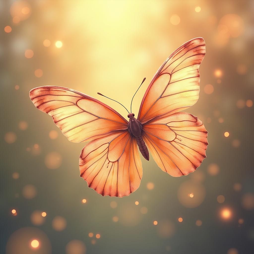 Butterfly in Warm Light: Watercolor Manga Fusion