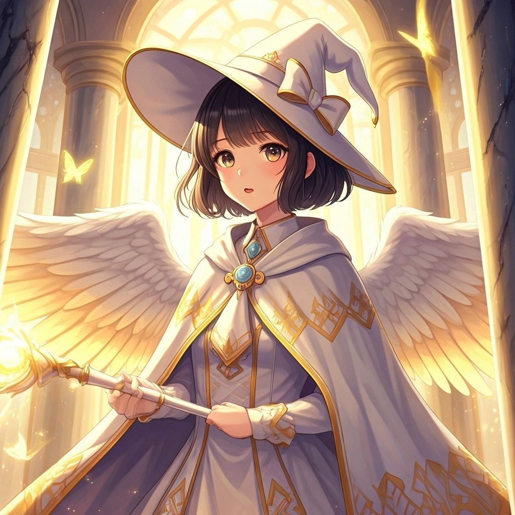 Anime Angel Witch in Heavenly Spell Room