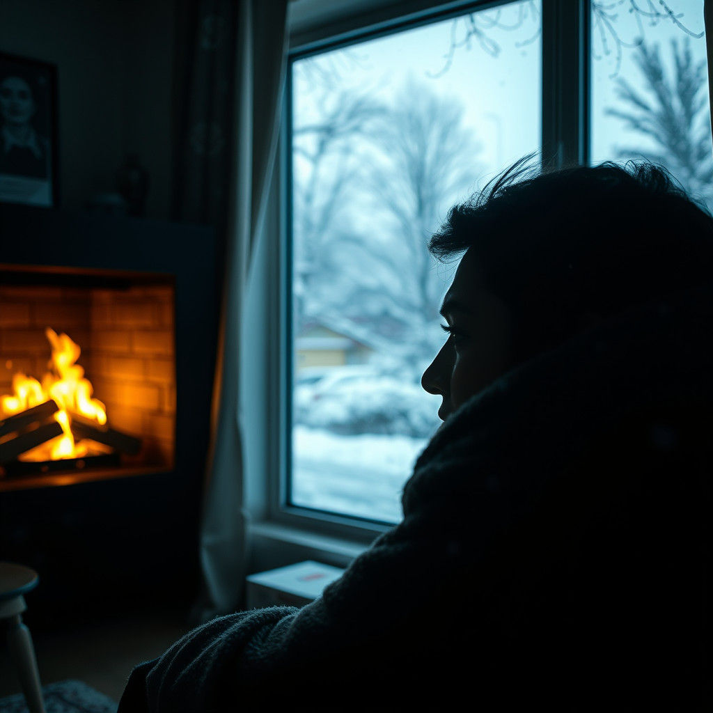 Cozy Apartment Interior in Snowstorm: Ambient Light