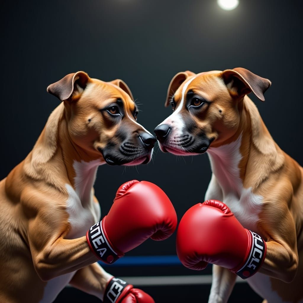 Boxer Dogs Boxing in a Ring