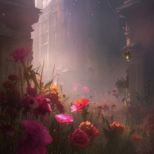 Hyperdetailed Watercolour Flowers in Dark Fantasy Style