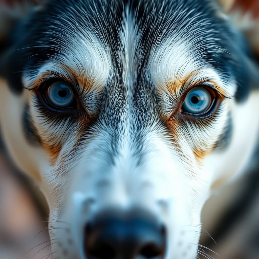 Macro Shot of Blue Husky Eyes in 8K