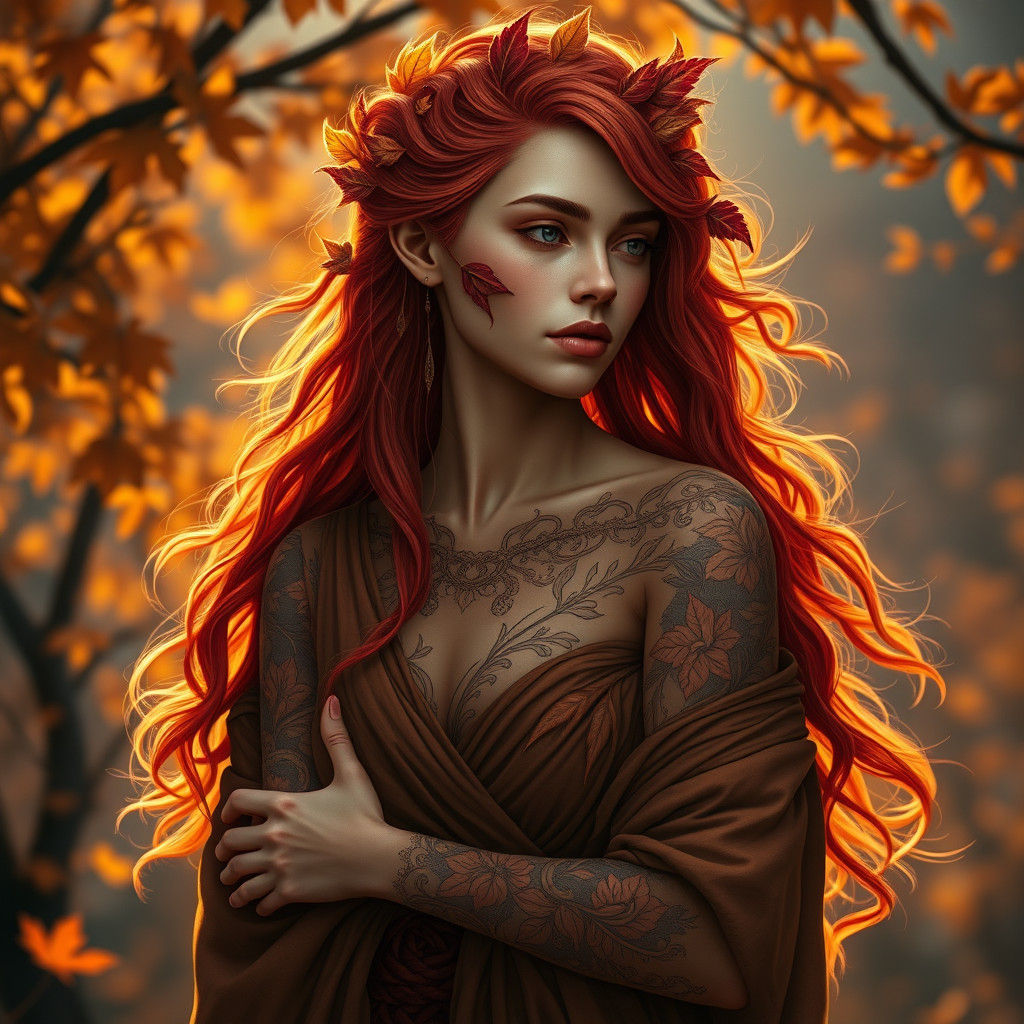 Eladrin Bard in Autumn Landscape: Matte Painting