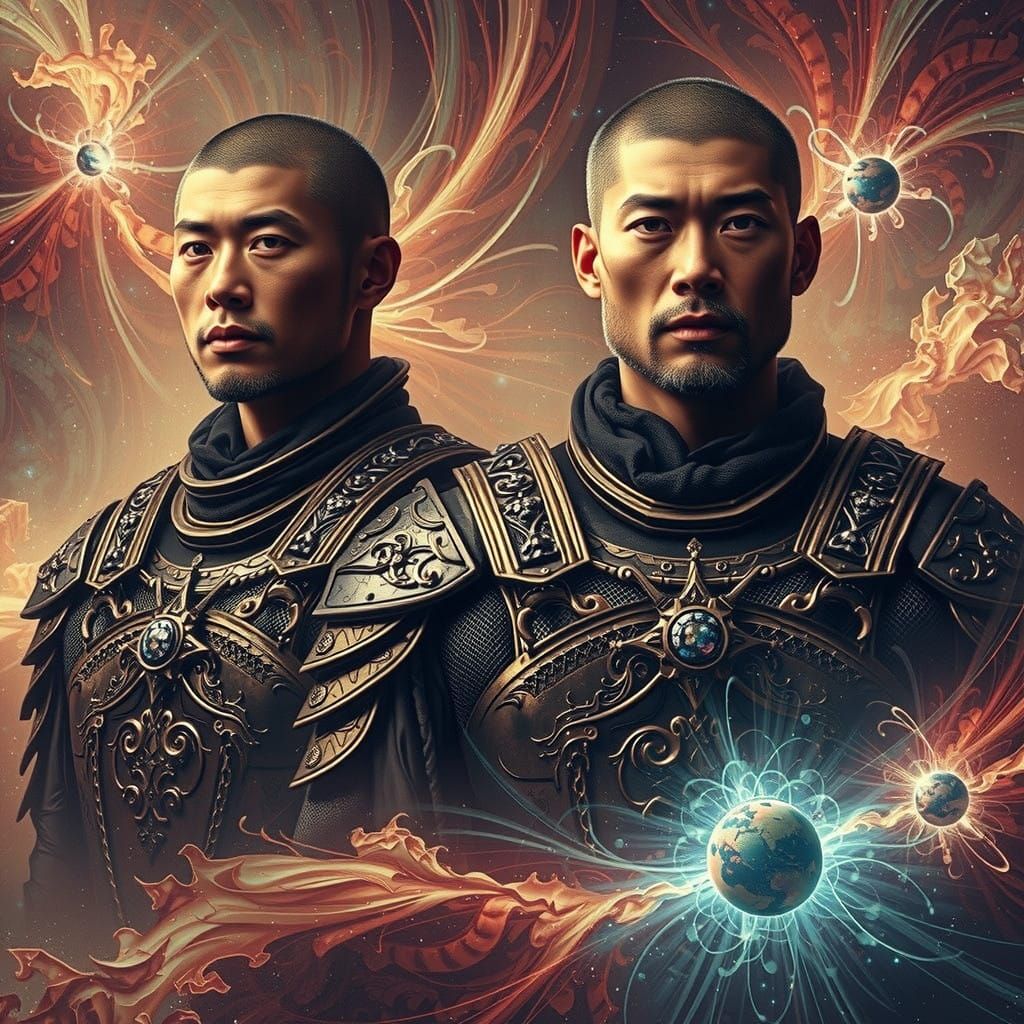 Ethereal Gladiators in Cosmic Armor