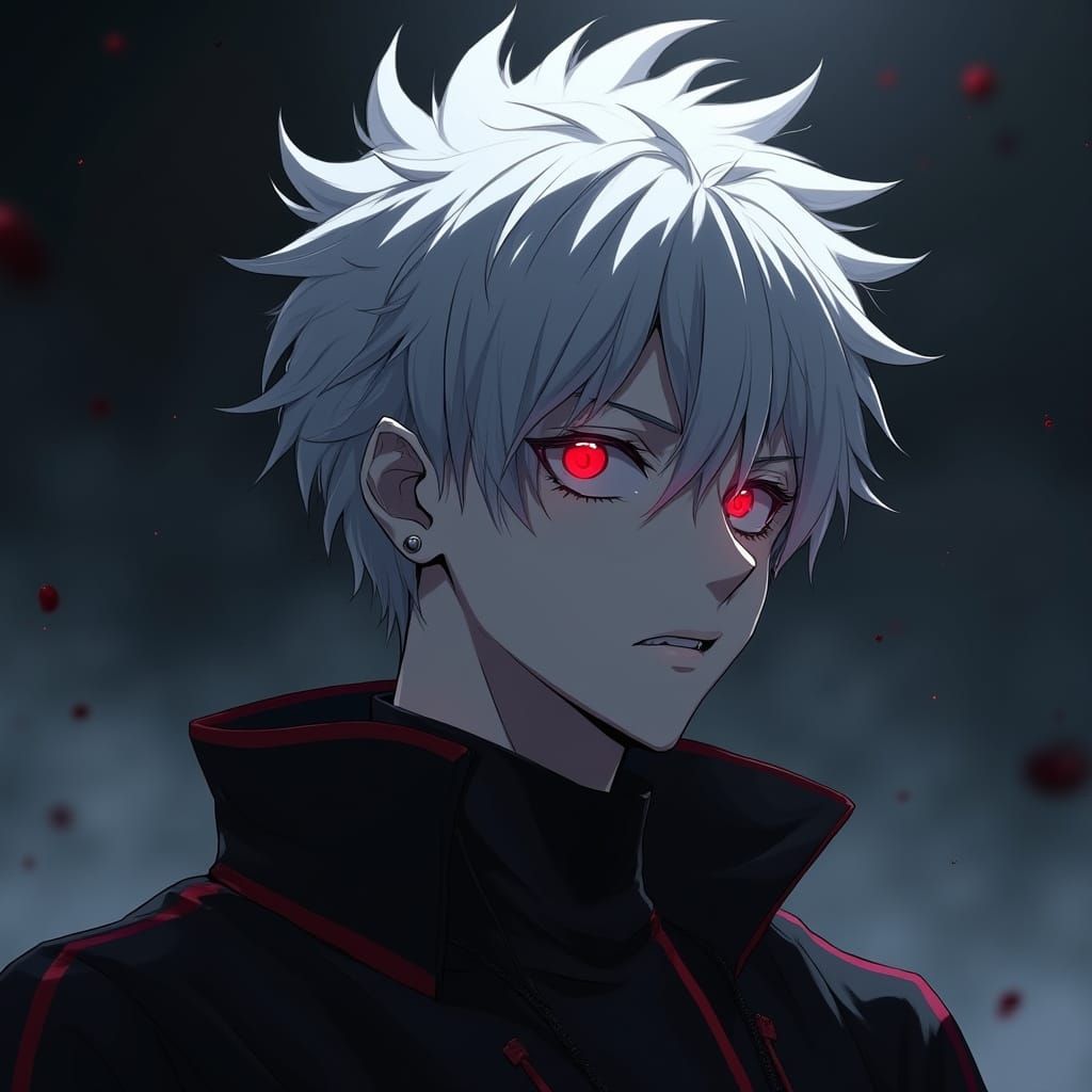 Mysterious Anime Vampire with Glowing Eyes