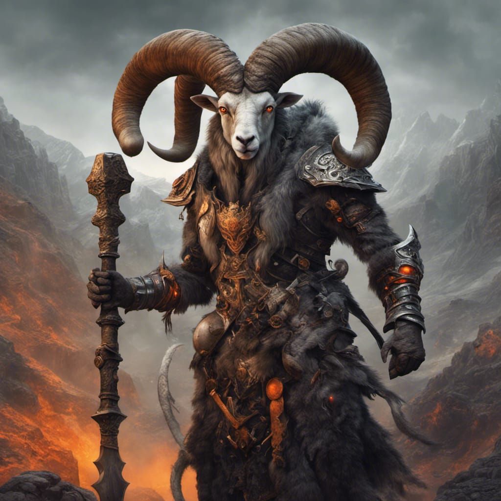 Armored Demon with Hammer: Fantasy Concept Art