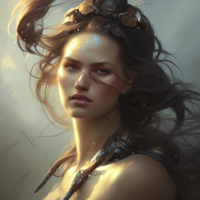 Warrior Princess Portrait in Hyperdetailed Style