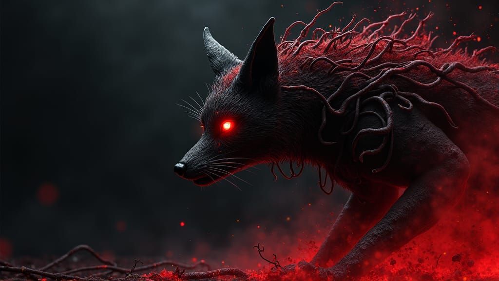 Terrifying Fox of Blood and Darkness