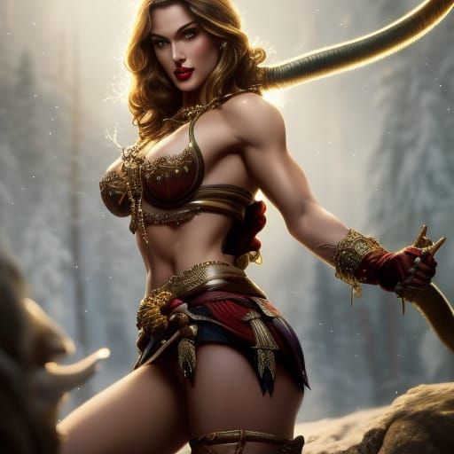 Voluptuous Krampus Pin-Up in Hyperdetailed Concept Art