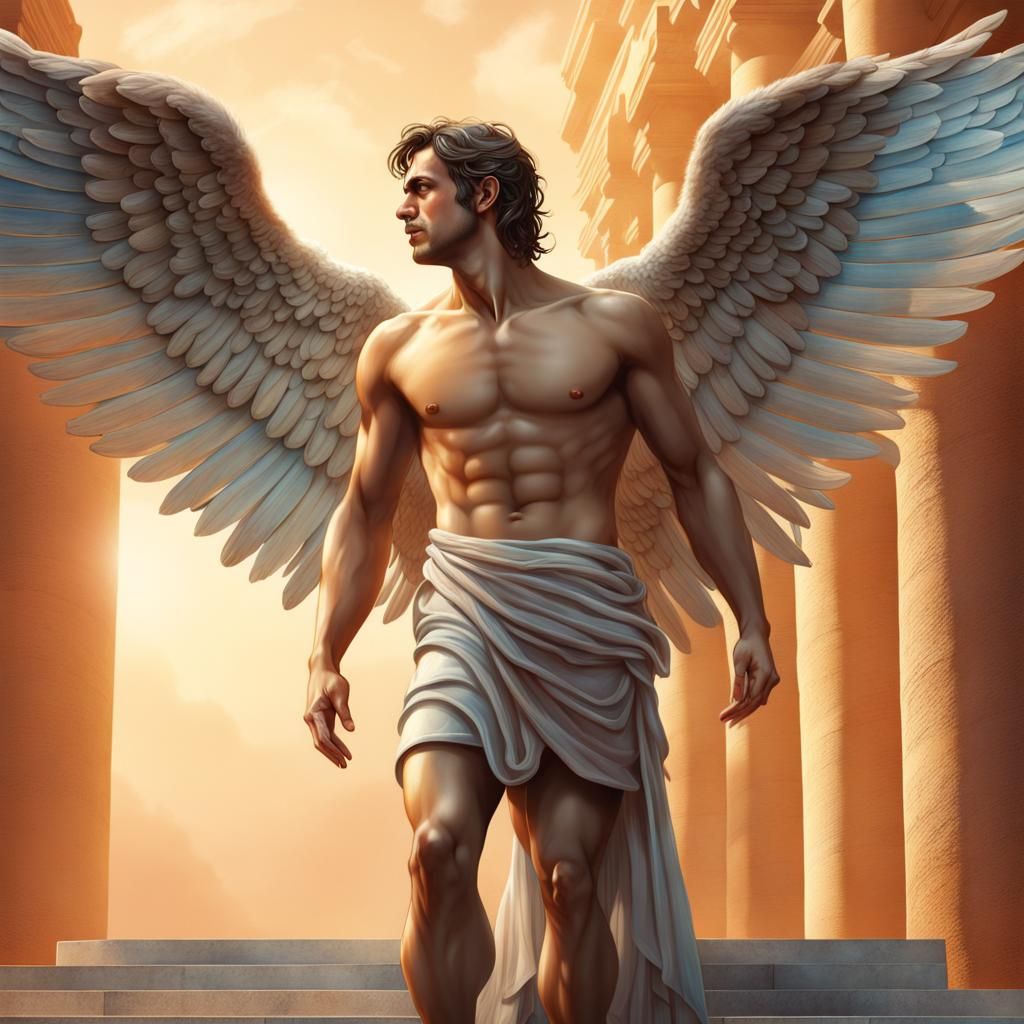 Icarus with Wings Beside Labyrinth