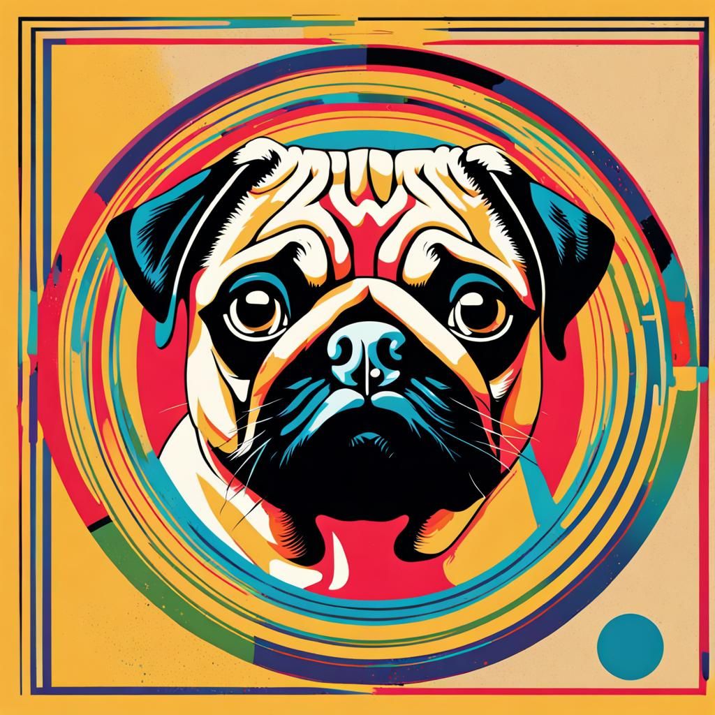 Pug in Pop Art Screen Print Style