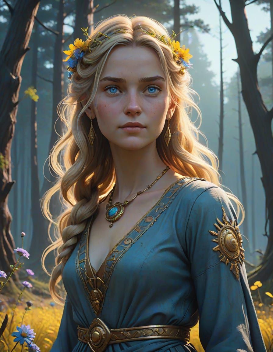 Ethereal Goddess in Mystical Forest