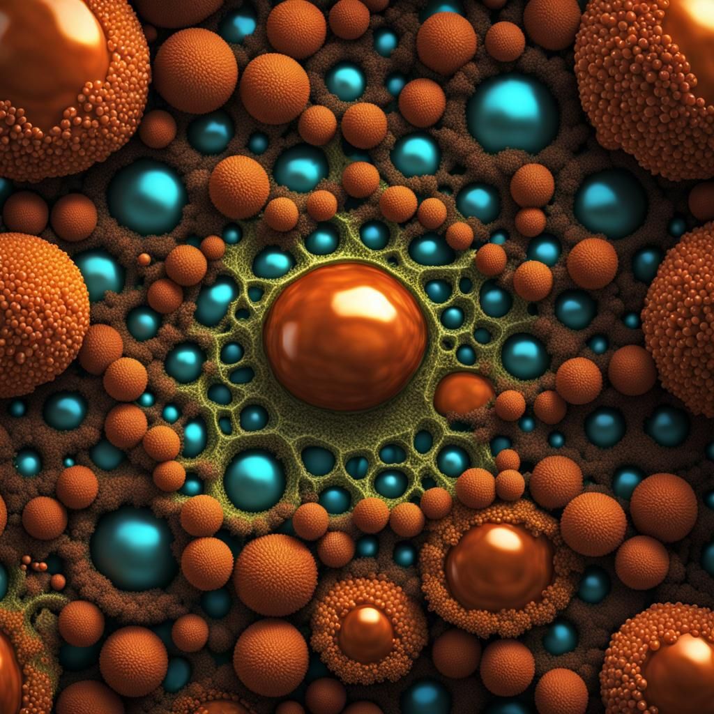 Cell Surrounded by Spheres: A Cinematic Digital Art