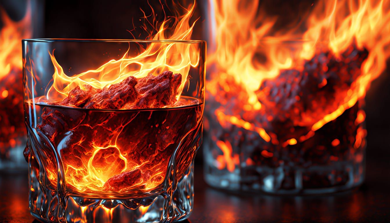 Hellfire Glass: Hyper-Realistic Digital Art with Fiery Refle...