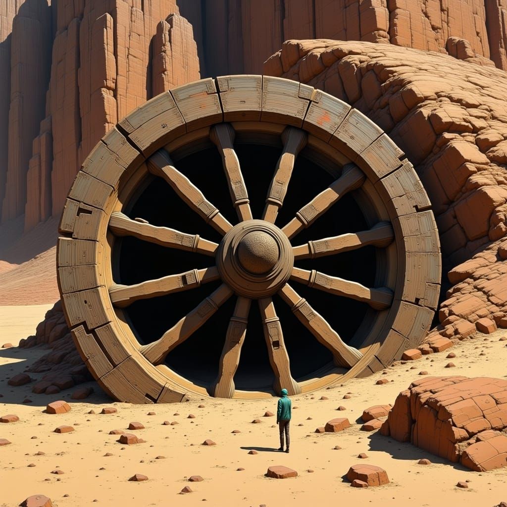 Desert Wagon Wheel in Moebius Style