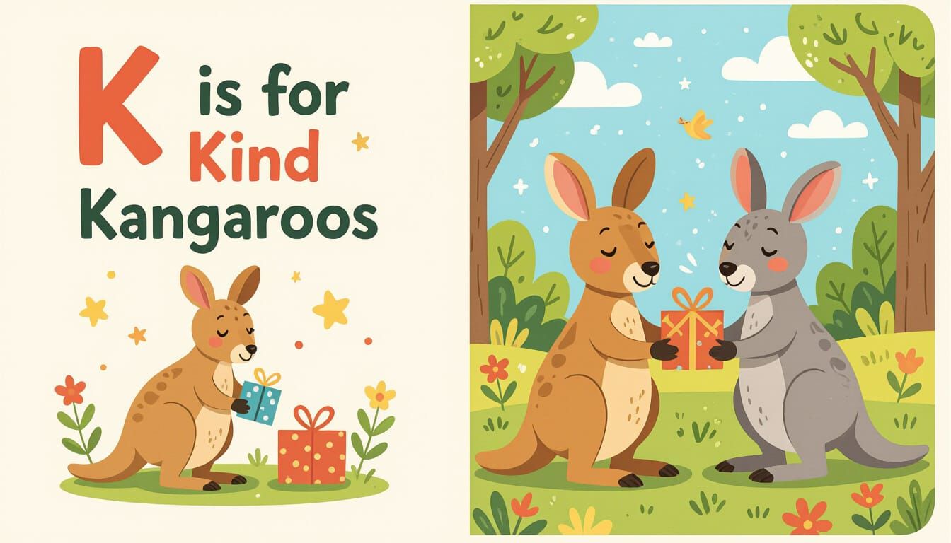 Kind Kangaroos Giving Gifts Illustration