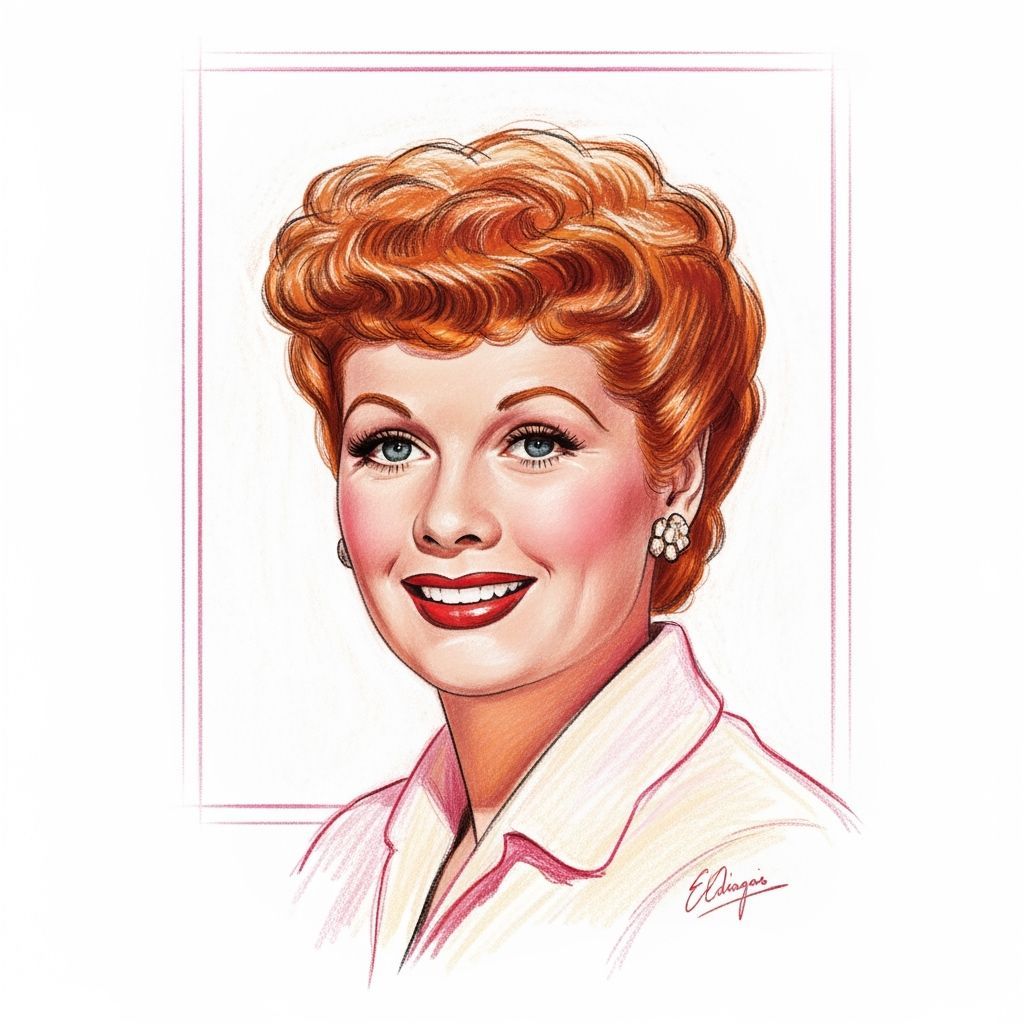 Lucille Ball Portrait in Pastel Chalk Style