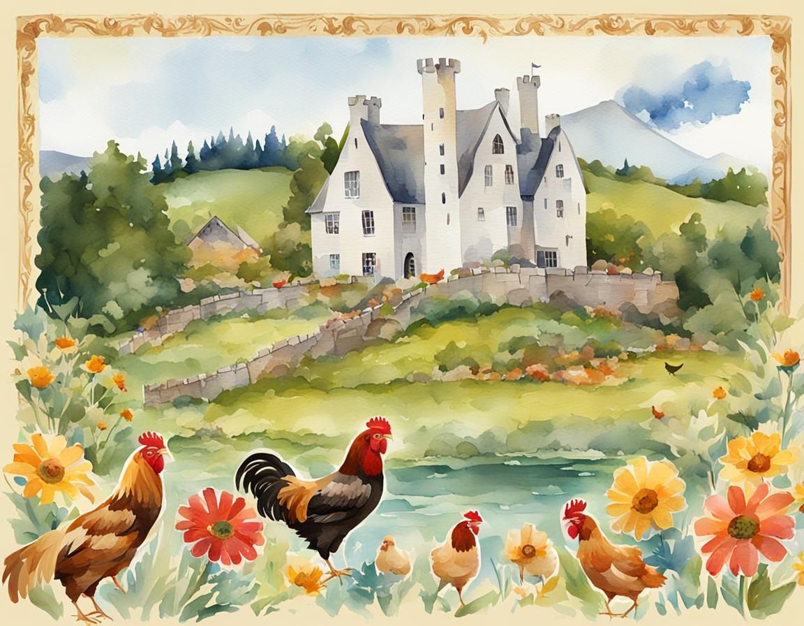 Watercolor Homestead Logo with Dunvegan Castle