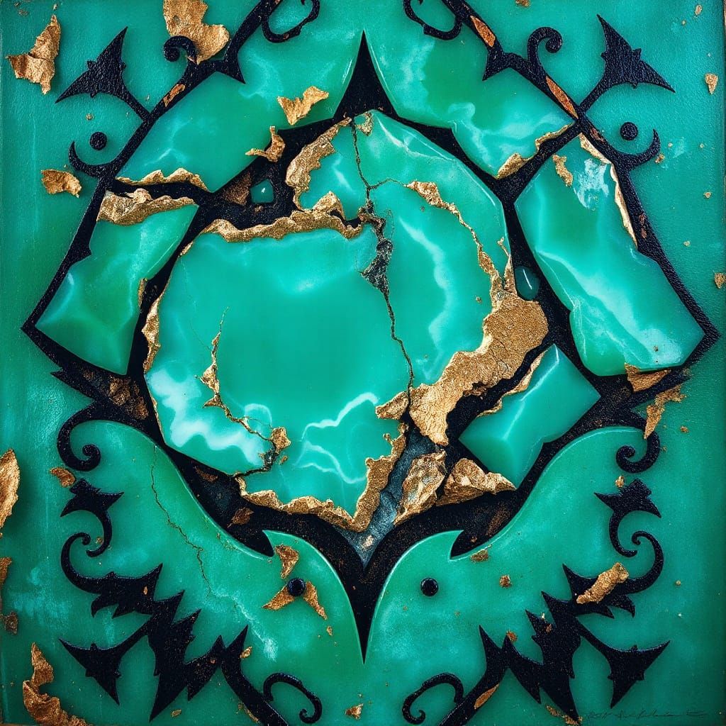 Abstract Surreal Jade Landscape in Turquoise