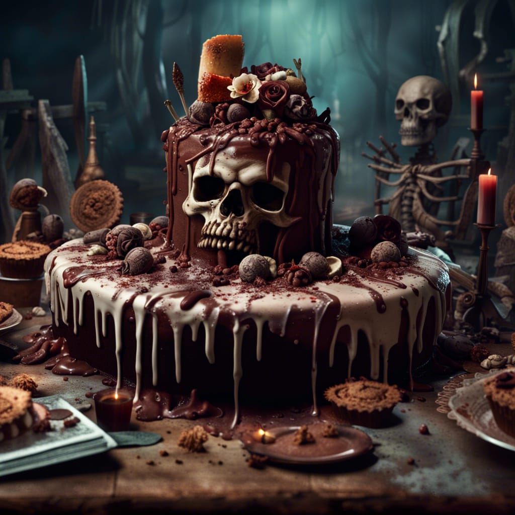Post-Apocalyptic Cake Between Graves: Fantasy Concept Art
