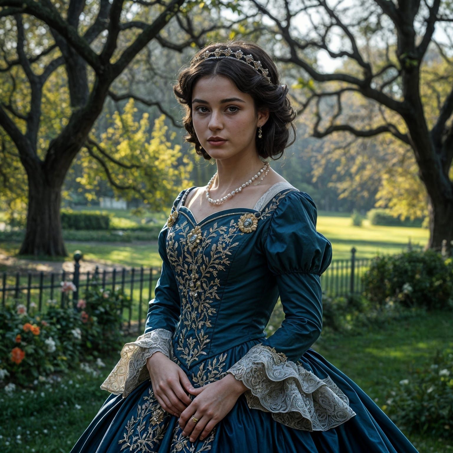 Majestic Elizabeth Darcy in Elegant Gothic-Romantic Attire