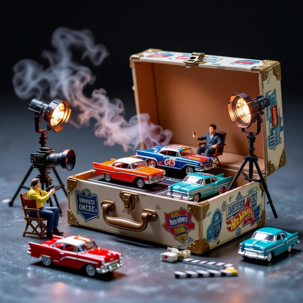 Miniature Film Set in Shoebox, Surreal Diorama