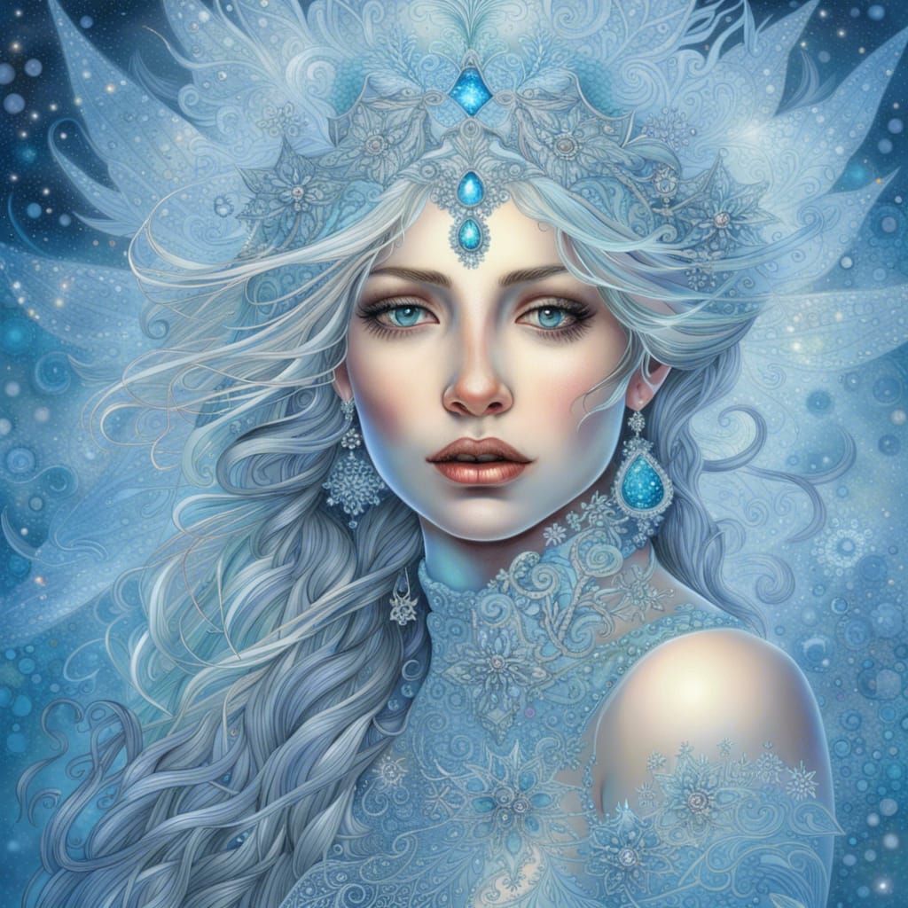 Ethereal Ice Princess with Snowflake Hair