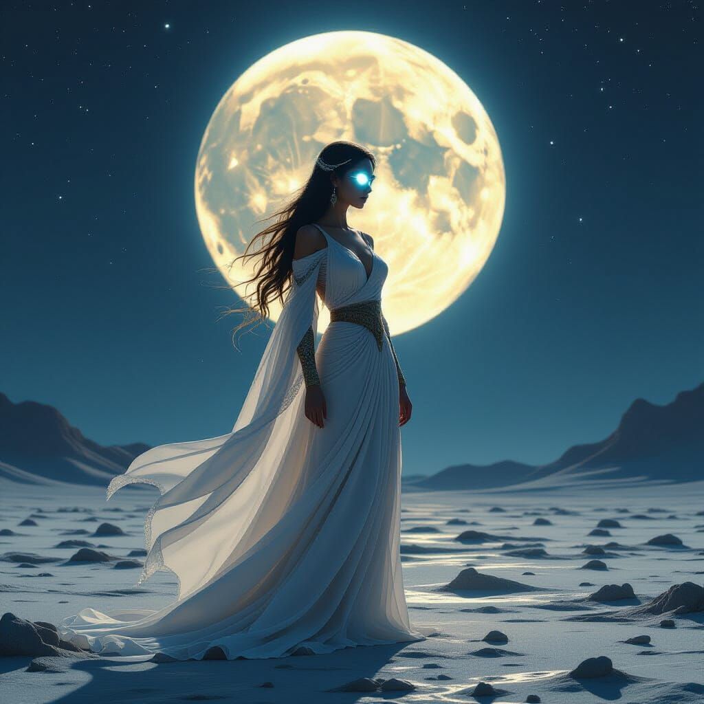 Lunar Goddess Mayari in Fantasy Concept Art Style