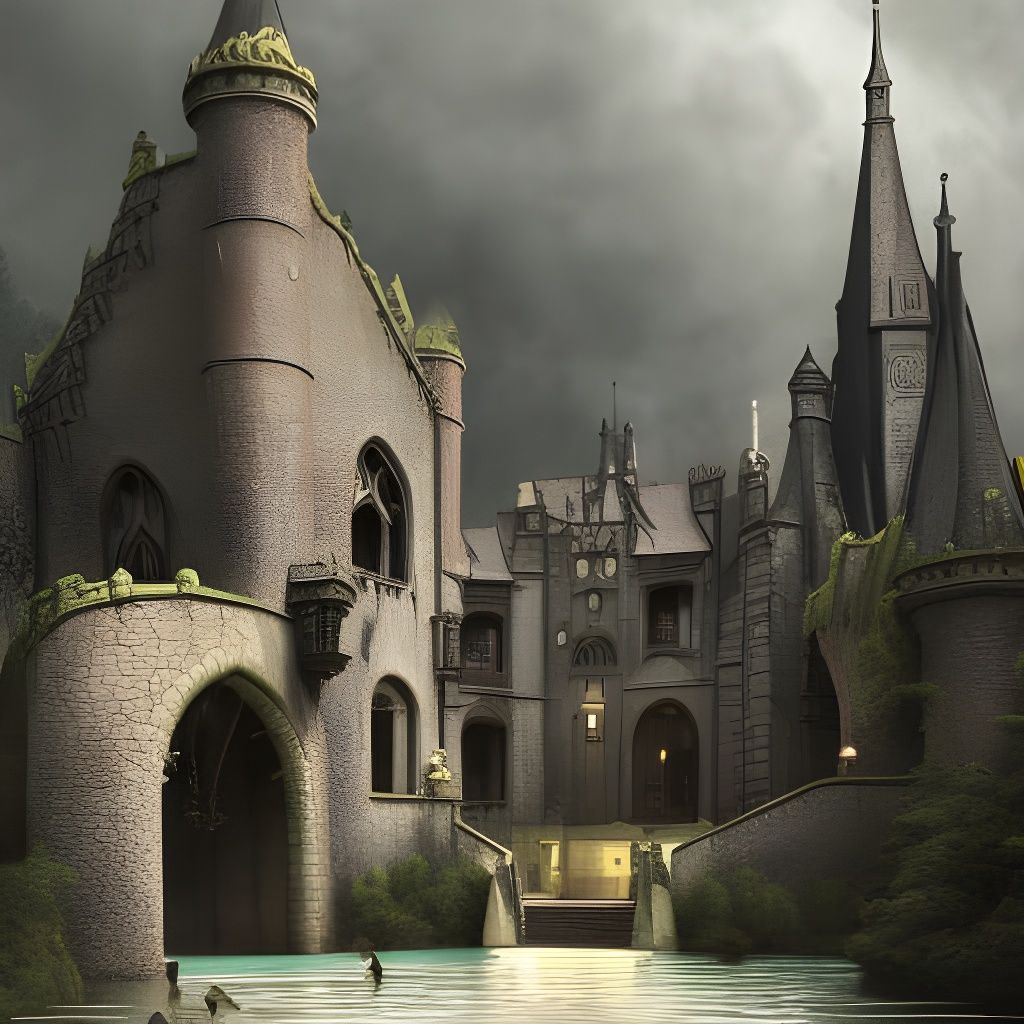 Gothic Vampire Castle with Art Nouveau Architecture