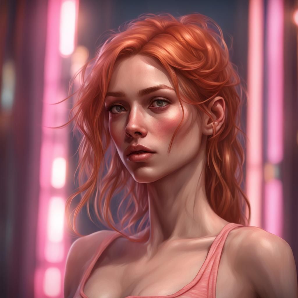 Detailed Portrait of a Ginger Woman in Bandeau Top