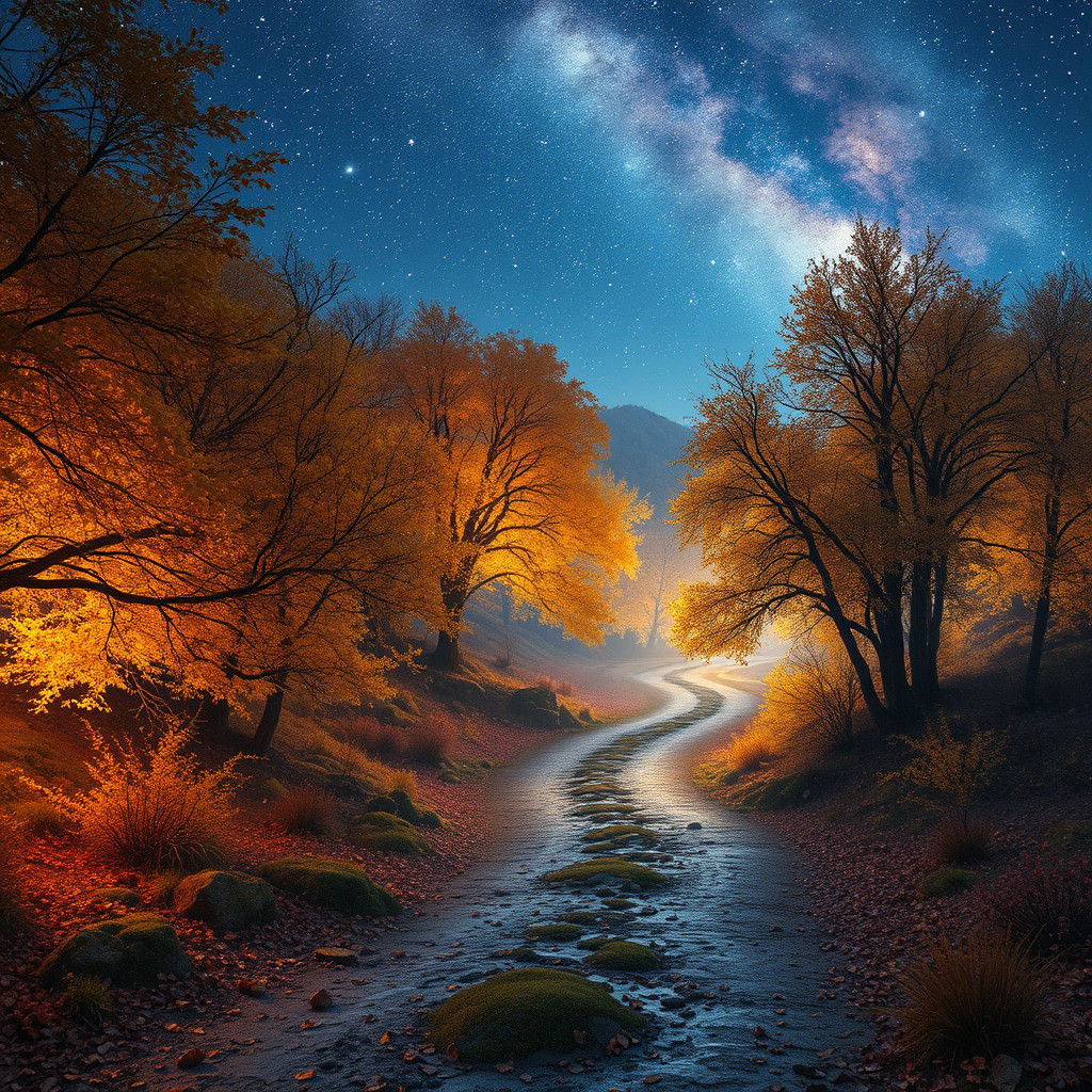 Stunning Autumn Landscape Flowing From Teapot