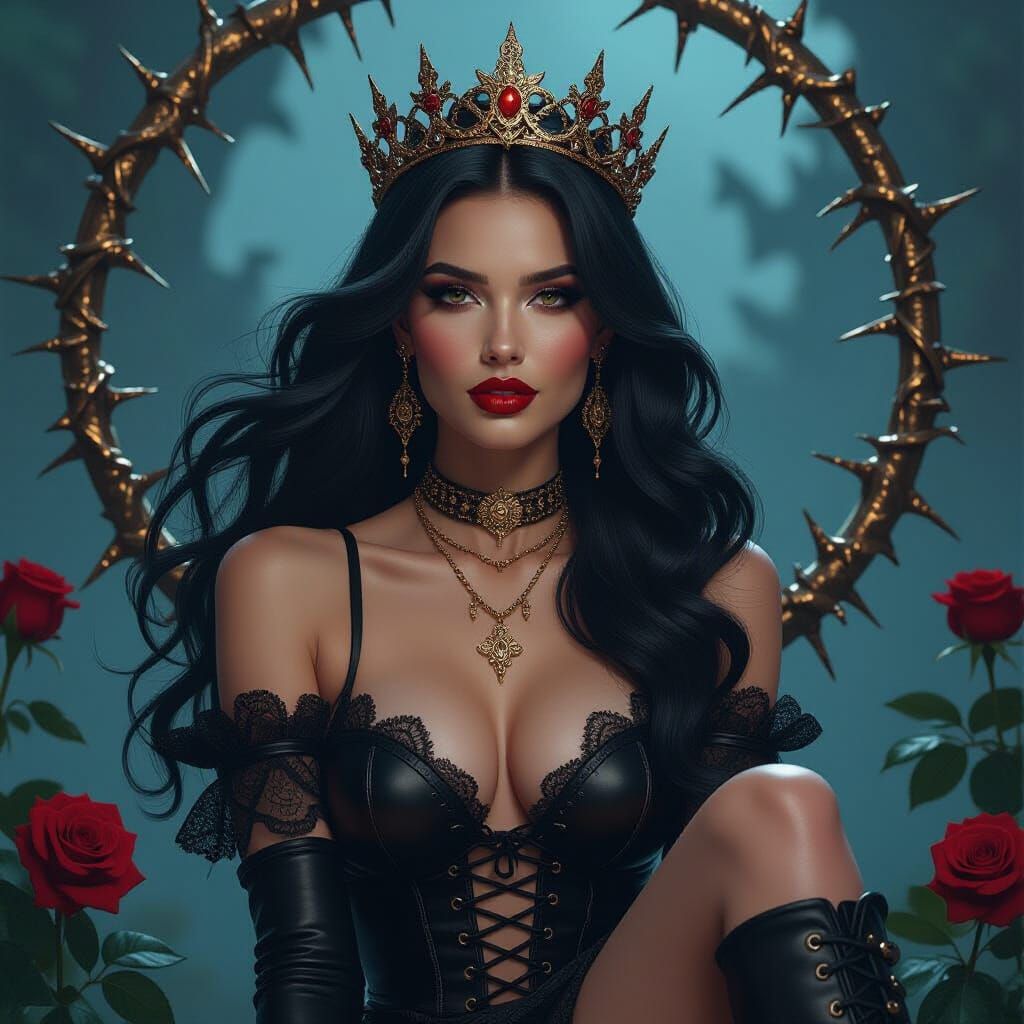 Gothic Goddess-Mamba Hybrid in Dramatic Lighting