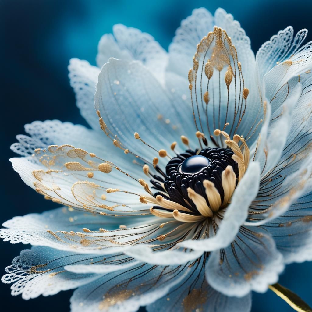 Surreal Flower with Silver and Gold Petals